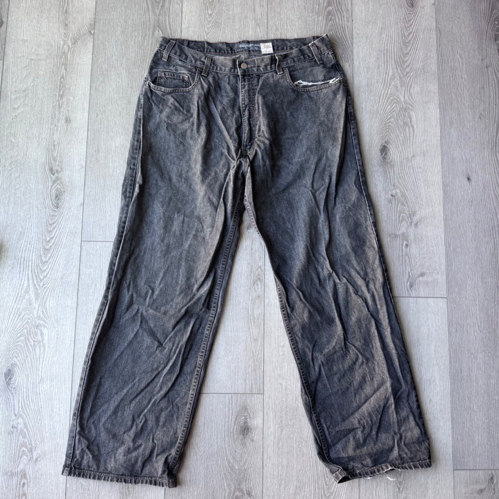 Vintage Levis Silvertab Oversized Baggy Jeans Mens 36x32 Black Faded Distressed